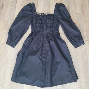 J Crew Cinched-waist Cotton Poplin Puff Long Sleeve Dress Whimsigoth Cottagecore